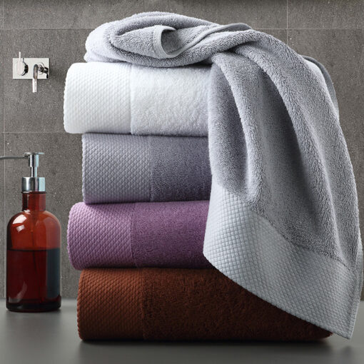 dobby border bath towels